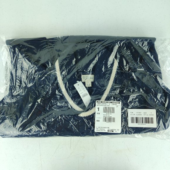 NWT $128 J Crew Blue Cable Knit Tipped Tennis Stripe Shawl Collar Sweater - Picture 2 of 2